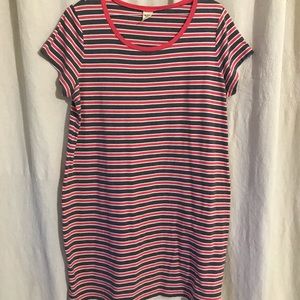Coral striped T-shirt dress